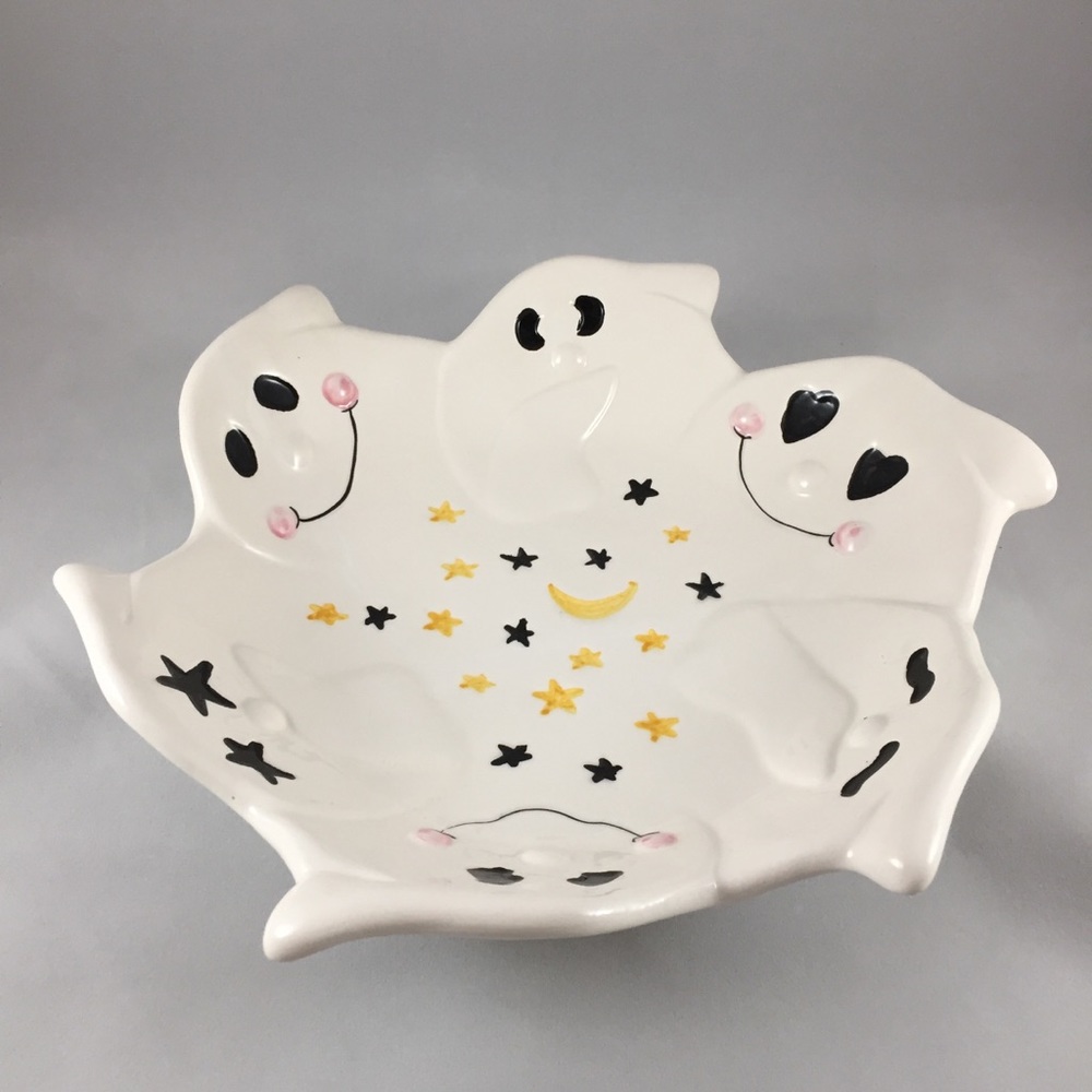 Halloween White Ghost Candy Dish Bowl
